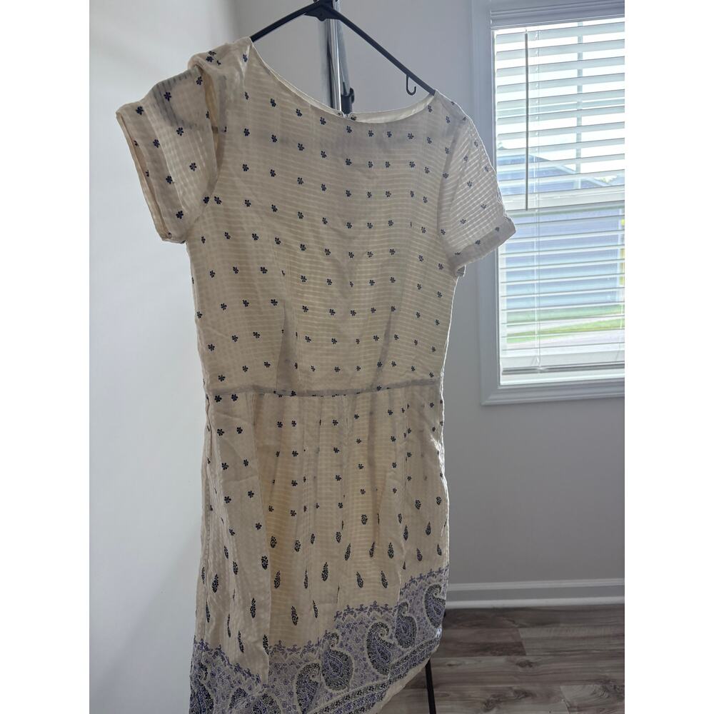 Madewell Cream & Navy Floral / Paisley Print Mini Dress - Size 2